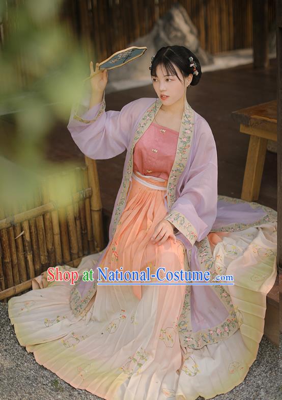 Chinese Ancient Noble Lady Costumes Traditional Hanfu Dress BeiZi Top and Skirt Song Dynasty Palace Princess Garment