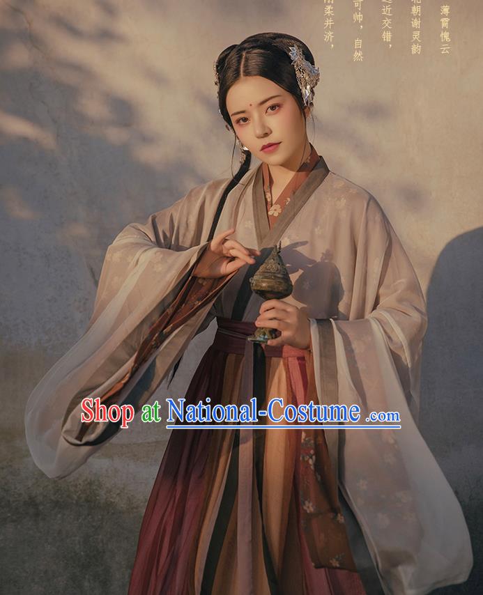 Chinese Ancient Swordswoman Costumes Traditional Hanfu Dress Jin Dynasty Court Lady Apparels Complete Set