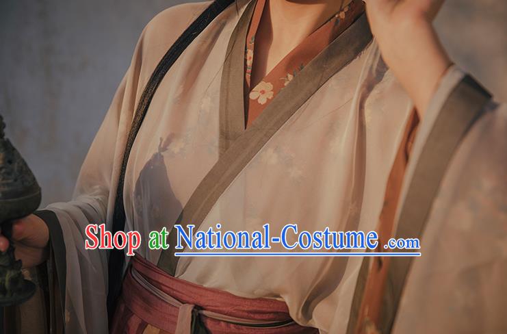 Chinese Ancient Swordswoman Costumes Traditional Hanfu Dress Jin Dynasty Court Lady Apparels Complete Set