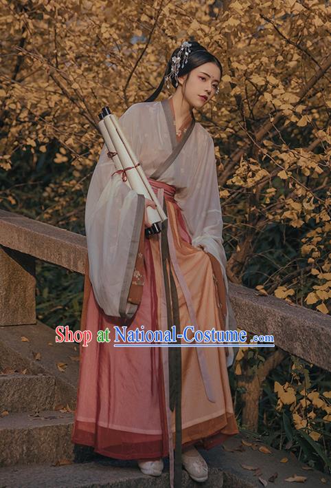 Chinese Ancient Swordswoman Costumes Traditional Hanfu Dress Jin Dynasty Court Lady Apparels Complete Set