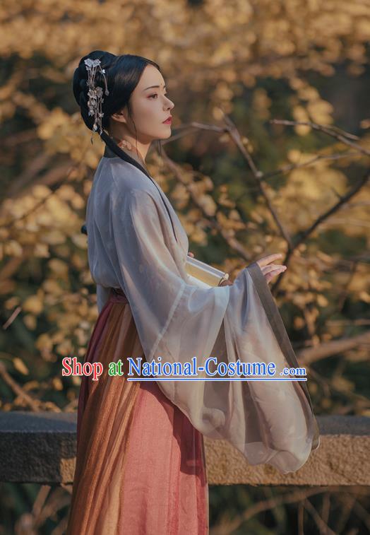 Chinese Ancient Swordswoman Costumes Traditional Hanfu Dress Jin Dynasty Court Lady Apparels Complete Set