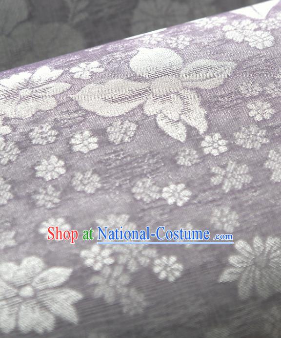 Asian Korea Classical Peony Flowers Pattern Lilac Silk Fabric Korean Fashion Drapery Traditional Hanbok Material