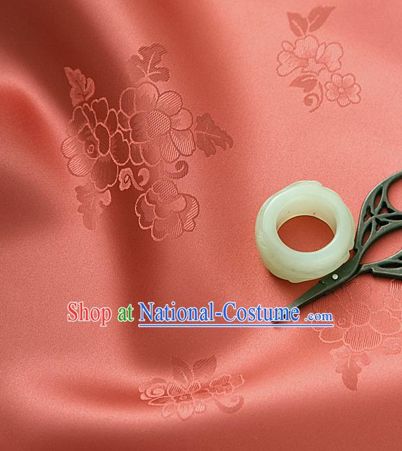 Traditional Korean Classical Roses Pattern Watermelon Red Satin Drapery Hanbok Material Asian Korea Fashion Silk Fabric