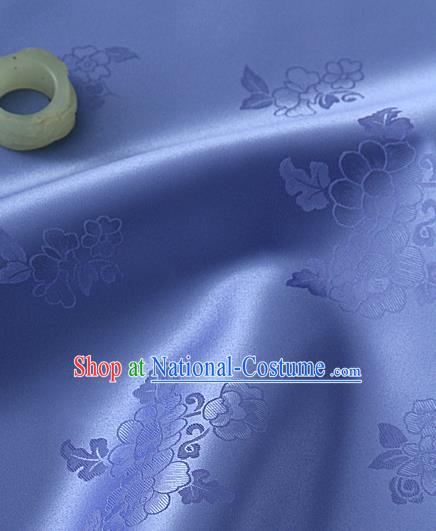 Traditional Korean Classical Roses Pattern Violet Satin Drapery Hanbok Material Asian Korea Fashion Silk Fabric