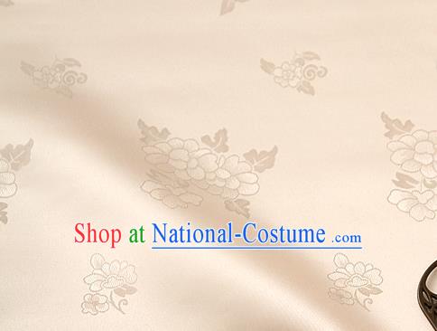 Traditional Korean Classical Roses Pattern Apricot Satin Drapery Hanbok Material Asian Korea Fashion Silk Fabric