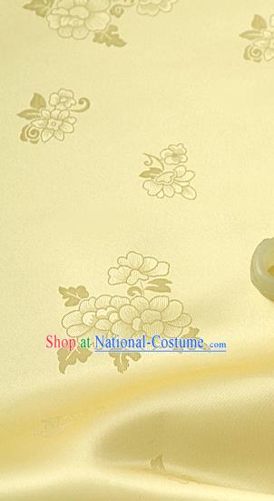 Traditional Korean Classical Roses Pattern Yellow Satin Drapery Hanbok Material Asian Korea Fashion Silk Fabric