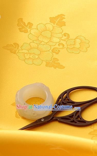 Traditional Korean Classical Roses Pattern Golden Satin Drapery Hanbok Material Asian Korea Fashion Silk Fabric