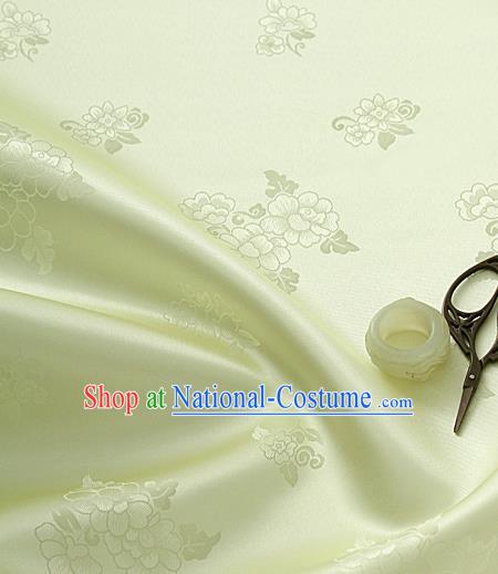 Traditional Korean Classical Roses Pattern Light Green Satin Drapery Hanbok Material Asian Korea Fashion Silk Fabric