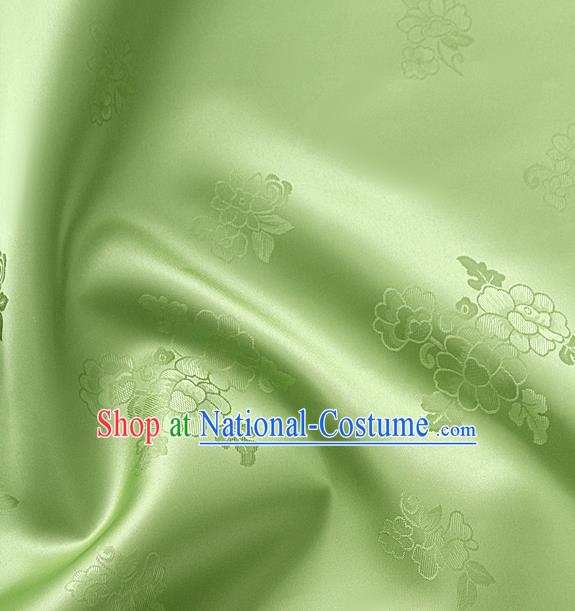 Traditional Korean Classical Roses Pattern Peak Green Satin Drapery Hanbok Material Asian Korea Fashion Silk Fabric