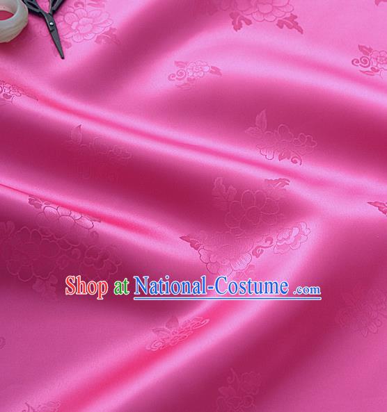 Traditional Korean Classical Roses Pattern Carmine Satin Drapery Hanbok Material Asian Korea Fashion Silk Fabric