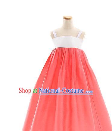 Korean Bride Blue Blouse and Watermelon Red Dress Korea Fashion Costumes Traditional Hanbok Festival Wedding Apparels for Women