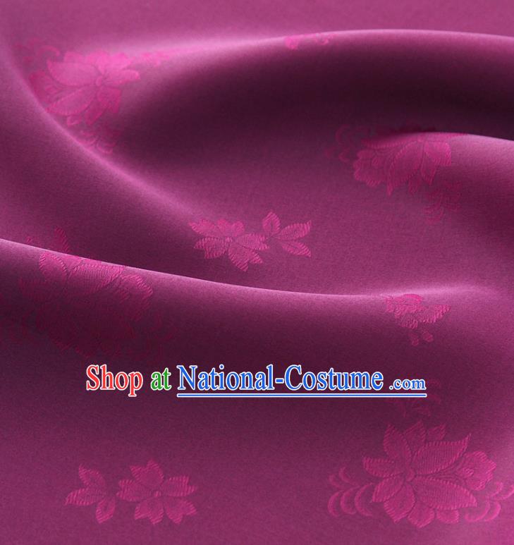 Asian Korea Classical Campsis Grandiflora Pattern Amaranth Silk Fabric Korean Fashion Drapery Traditional Hanbok Material