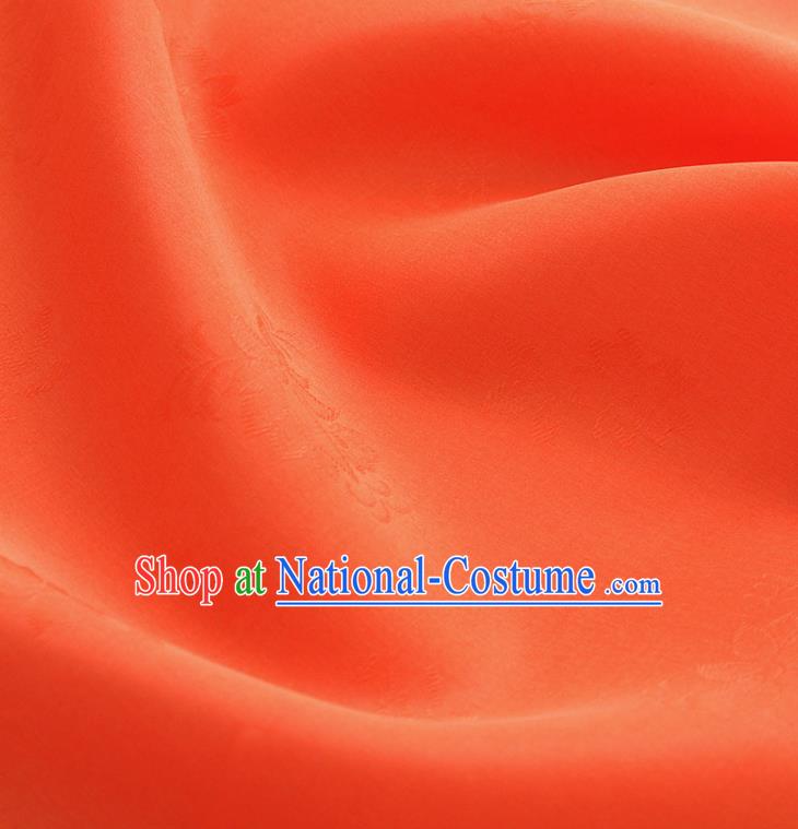 Asian Korea Classical Campsis Grandiflora Pattern Orange Silk Fabric Korean Fashion Drapery Traditional Hanbok Material