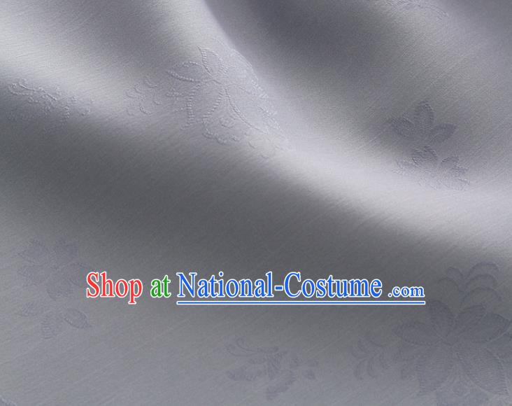 Asian Korea Classical Campsis Grandiflora Pattern Grey Silk Fabric Korean Fashion Drapery Traditional Hanbok Material