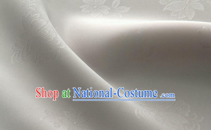 Asian Korea Classical Campsis Grandiflora Pattern Light Gray Silk Fabric Korean Fashion Drapery Traditional Hanbok Material