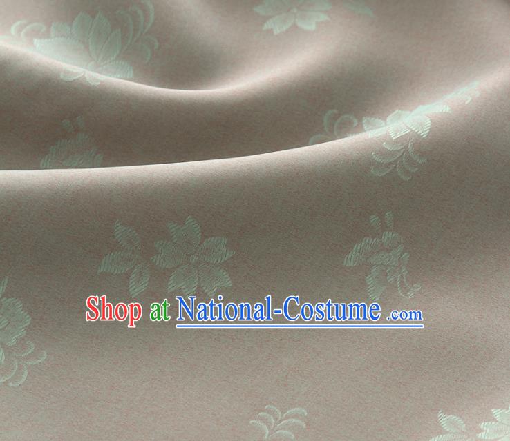 Asian Korea Classical Campsis Grandiflora Pattern Khaki Silk Fabric Korean Fashion Drapery Traditional Hanbok Material