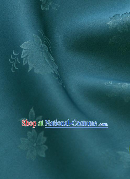 Asian Korea Classical Campsis Grandiflora Pattern Peacock Green Silk Fabric Korean Fashion Drapery Traditional Hanbok Material