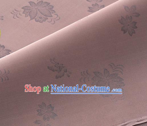 Asian Korea Classical Campsis Grandiflora Pattern Cameo Brown Silk Fabric Korean Fashion Drapery Traditional Hanbok Material