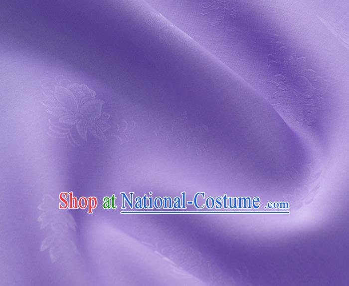 Asian Korea Classical Campsis Grandiflora Pattern Violet Silk Fabric Korean Fashion Drapery Traditional Hanbok Material