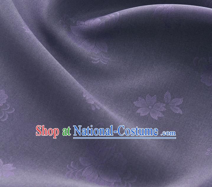 Asian Korea Classical Campsis Grandiflora Pattern Deep Purple Silk Fabric Korean Fashion Drapery Traditional Hanbok Material