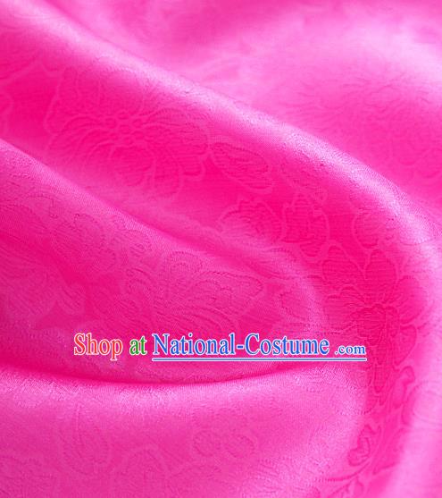 Traditional Korean Fashion Rosy Gauze Drapery Hanbok Material Asian Korea Classical Flowers Pattern Silk Fabric