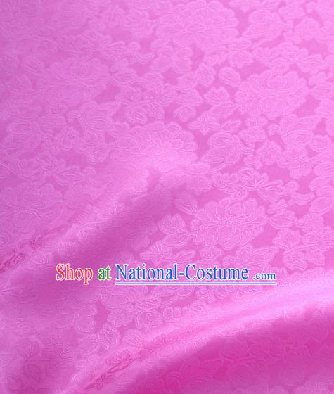 Traditional Korean Fashion Deep Pink Gauze Drapery Hanbok Material Asian Korea Classical Flowers Pattern Silk Fabric