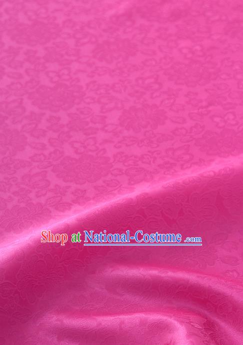 Traditional Korean Fashion Magenta Gauze Drapery Hanbok Material Asian Korea Classical Flowers Pattern Silk Fabric