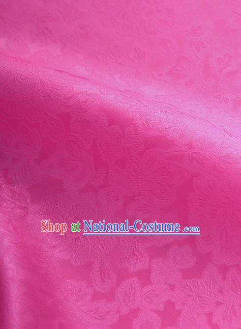 Traditional Korean Fashion Magenta Gauze Drapery Hanbok Material Asian Korea Classical Flowers Pattern Silk Fabric