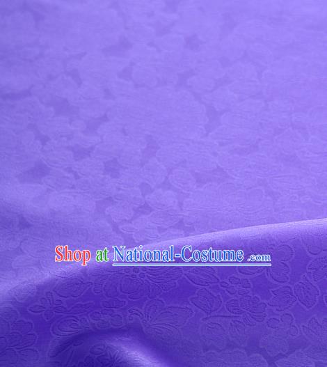 Traditional Korean Fashion Purple Gauze Drapery Hanbok Material Asian Korea Classical Flowers Pattern Silk Fabric