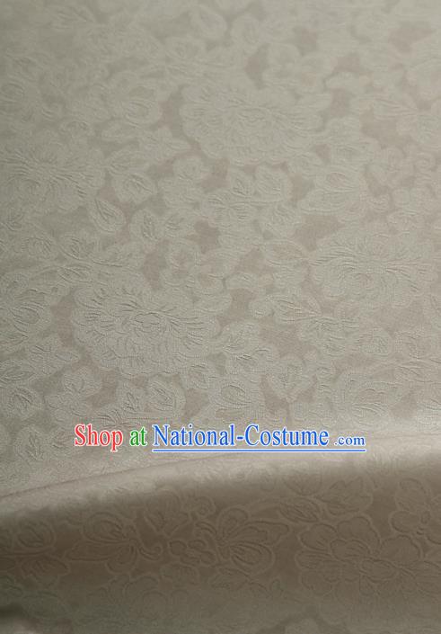 Traditional Korean Fashion Champagne Gauze Drapery Hanbok Material Asian Korea Classical Flowers Pattern Silk Fabric