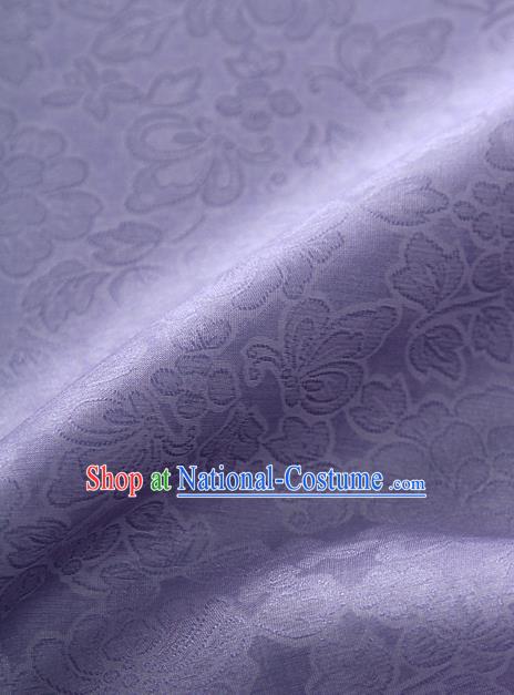 Traditional Korean Fashion Light Purple Gauze Drapery Hanbok Material Asian Korea Classical Flowers Pattern Silk Fabric