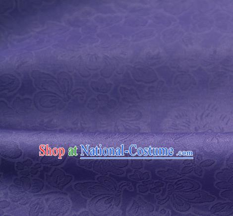 Traditional Korean Fashion Deep Purple Gauze Drapery Hanbok Material Asian Korea Classical Flowers Pattern Silk Fabric