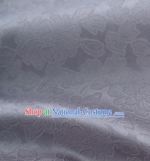 Traditional Korean Fashion Grey Gauze Drapery Hanbok Material Asian Korea Classical Flowers Pattern Silk Fabric