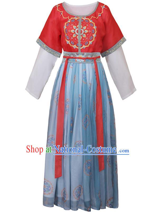 Chinese Ancient Flying Apsaras Fairy Dance Costumes Traditional Tang Dynasty Princess Top Blouse and Skirt Hanfu Apparels