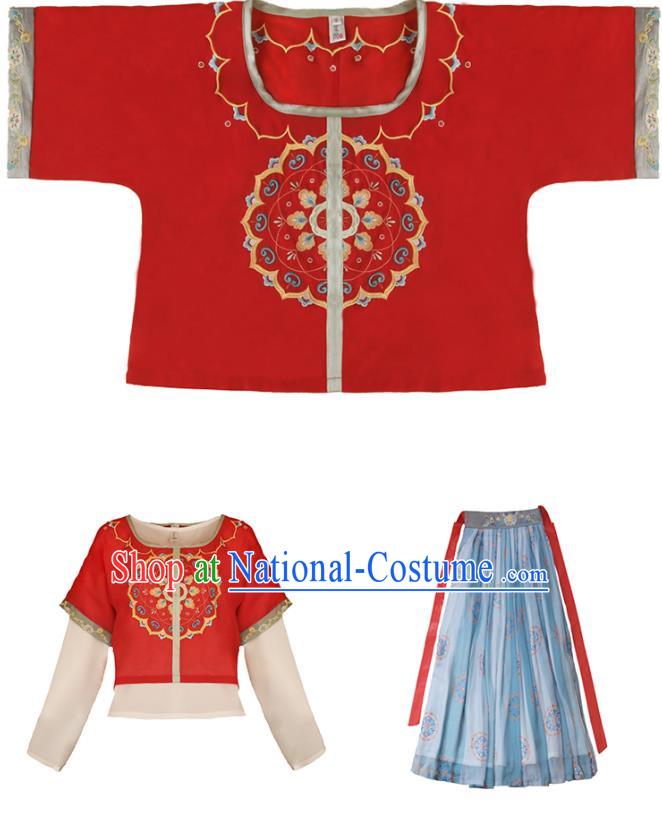 Chinese Ancient Flying Apsaras Fairy Dance Costumes Traditional Tang Dynasty Princess Top Blouse and Skirt Hanfu Apparels