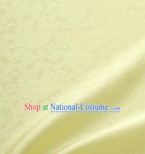 Traditional Korean Fashion Light Yellow Gauze Drapery Hanbok Material Asian Korea Classical Flowers Pattern Silk Fabric