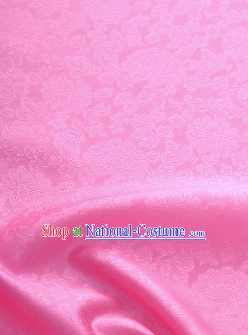 Traditional Korean Fashion Peach Pink Gauze Drapery Hanbok Material Asian Korea Classical Flowers Pattern Silk Fabric