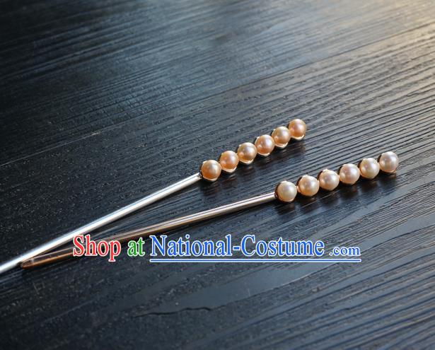 Chinese Classical Ming Dynasty Hair Clip Hair Accessories Handmade Ancient Hanfu Pearls Hairpin for Women