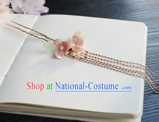 Chinese Classical Golden Tassel Hair Clip Hair Accessories Handmade Ancient Hanfu Flowers Hairpin for Women