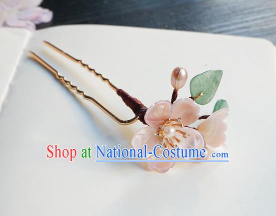 Chinese Classical Pearls Hair Clip Hair Accessories Handmade Ancient Hanfu Pink Sakura Hairpin for Women