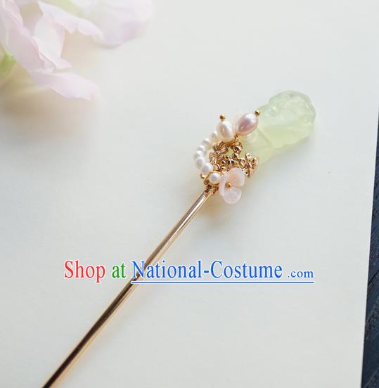 Chinese Classical Pearls Hair Clip Hair Accessories Handmade Ancient Hanfu Chalcedony Hairpin for Women