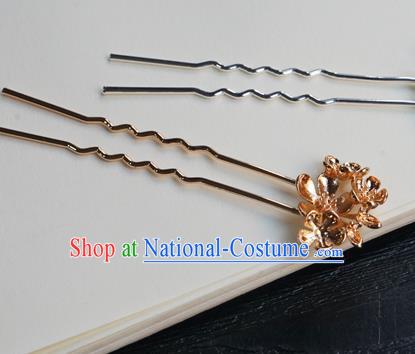 Chinese Classical Cheongsam Golden Hair Clip Hair Accessories Handmade Ancient Hanfu Tang Dynasty Hairpin for Women