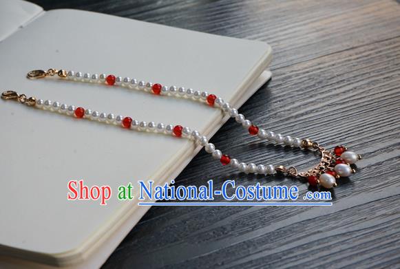 Chinese Handmade Hanfu Pearl Necklace Classical Jewelry Accessories Ancient Princess Beads Necklet for Women