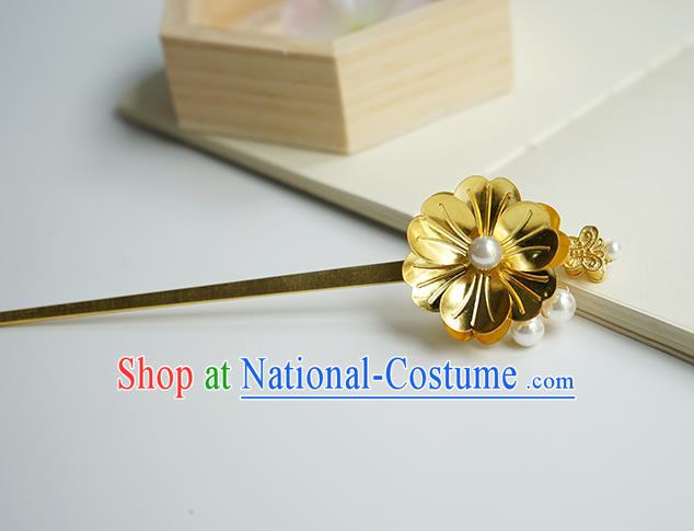 Chinese Hanfu Classical Hair Accessories Handmade Ancient Tang Dynasty Princess Golden Hairpins for Women