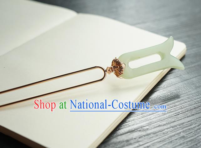 Chinese Hanfu Classical Hair Accessories Handmade Ancient Imperial Concubine Jade Hairpin for Women