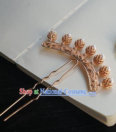 Chinese Classical Hanfu Golden Hair Accessories Handmade Ancient Tang Dynasty Imperial Concubine Hairpin for Women