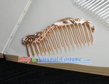 Chinese Classical Hanfu Golden Hair Comb Hair Accessories Handmade Ancient Tang Dynasty Hairpin for Women