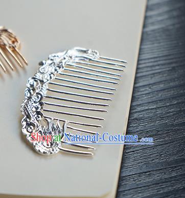 Chinese Classical Hanfu Argent Dragon Hair Comb Hair Accessories Handmade Ancient Tang Dynasty Hairpin for Women