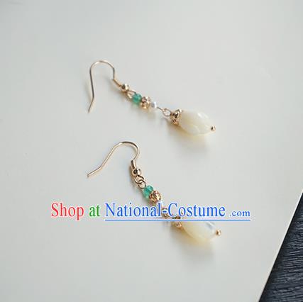 Handmade Chinese Cheongsam Ear Accessories Ancient Women Hanfu Classical White Magnolia Earrings