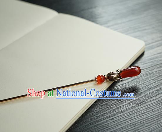 Chinese Classical Hanfu Cheongsam Hair Accessories Handmade Ancient Imperial Concubine Red Hairpin for Women